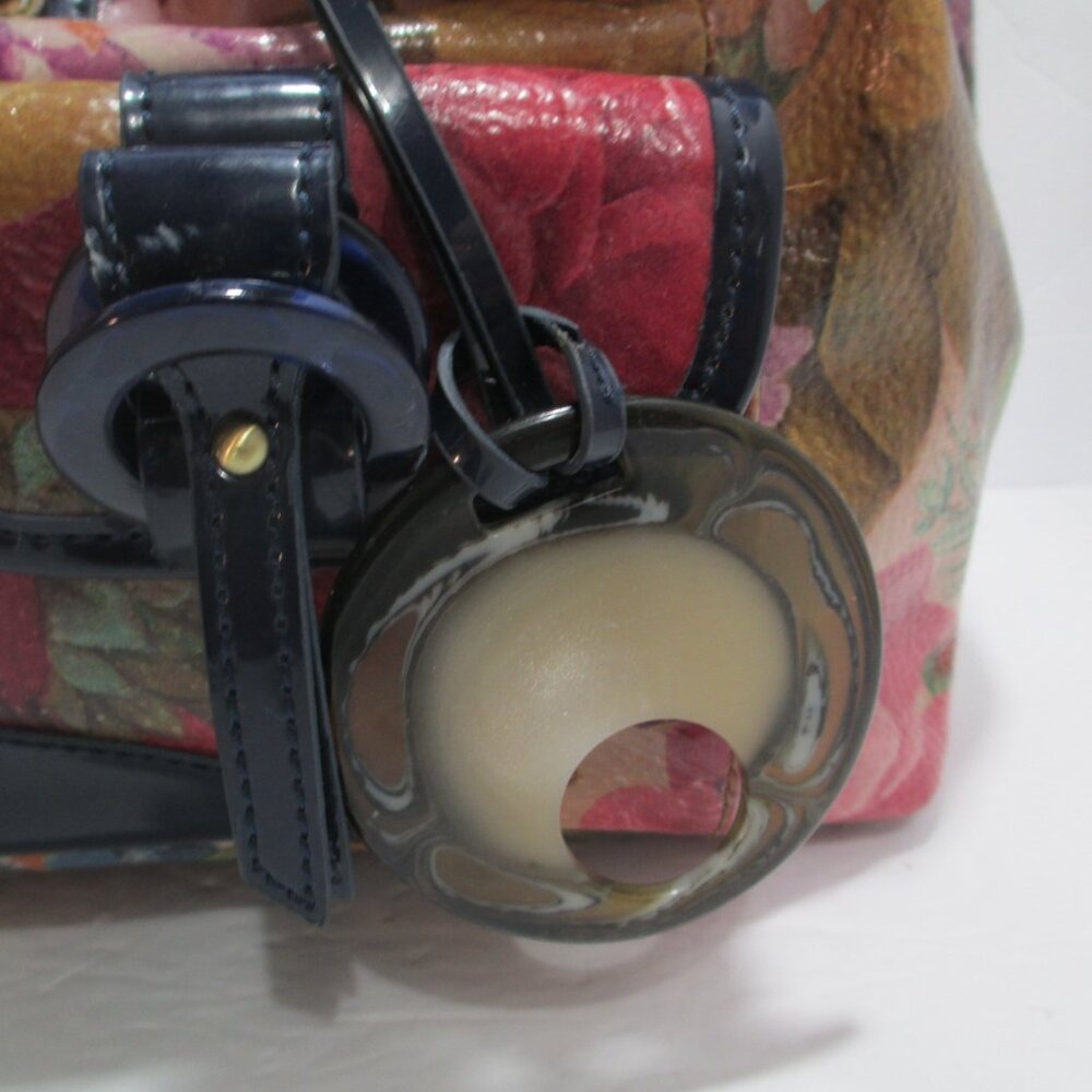 VTG Sharif Originals Floral Patent Leather Handbag Shoulder Bag Purse 14x9x6 - Picture 4 of 13